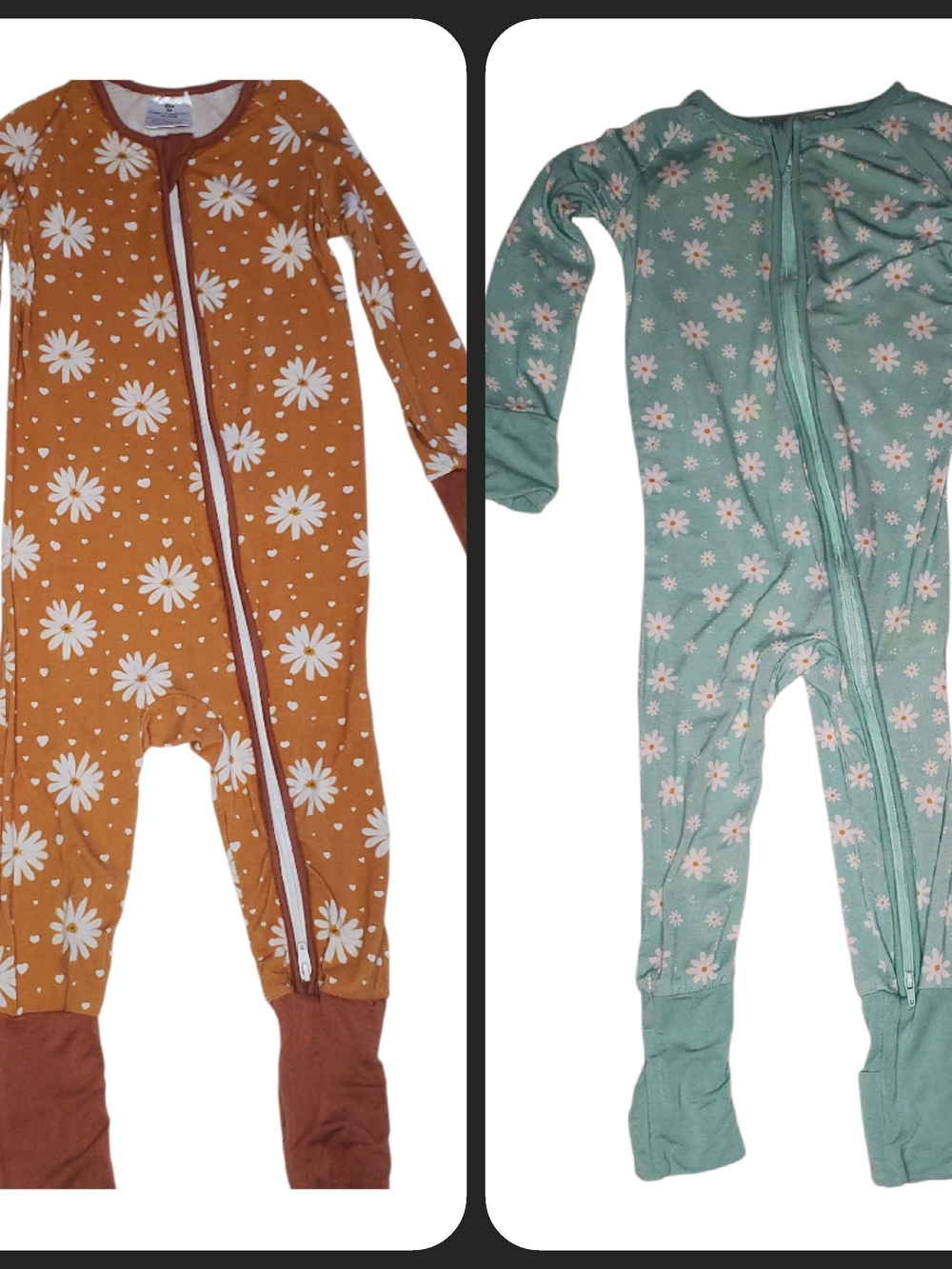 2 Piece Bundle One-Piece Sleepers Mustard|Teal Daisy Baby Girls 18-24 Months